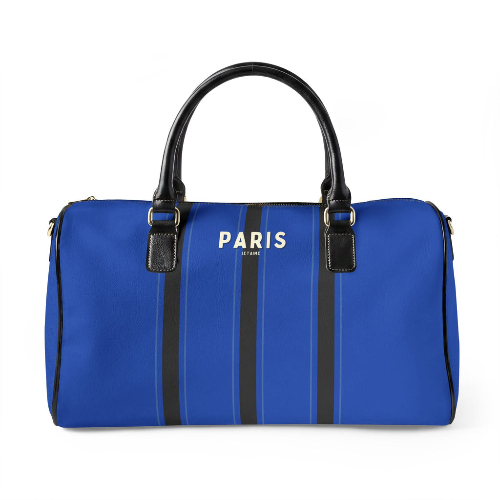 Paris Je T'aime Leather Weekender Bag — Colbalt Blue Travel Duffle
