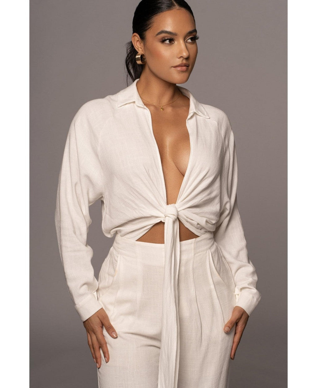 Jluxlabel Womens Soho Front Tied Woven Top