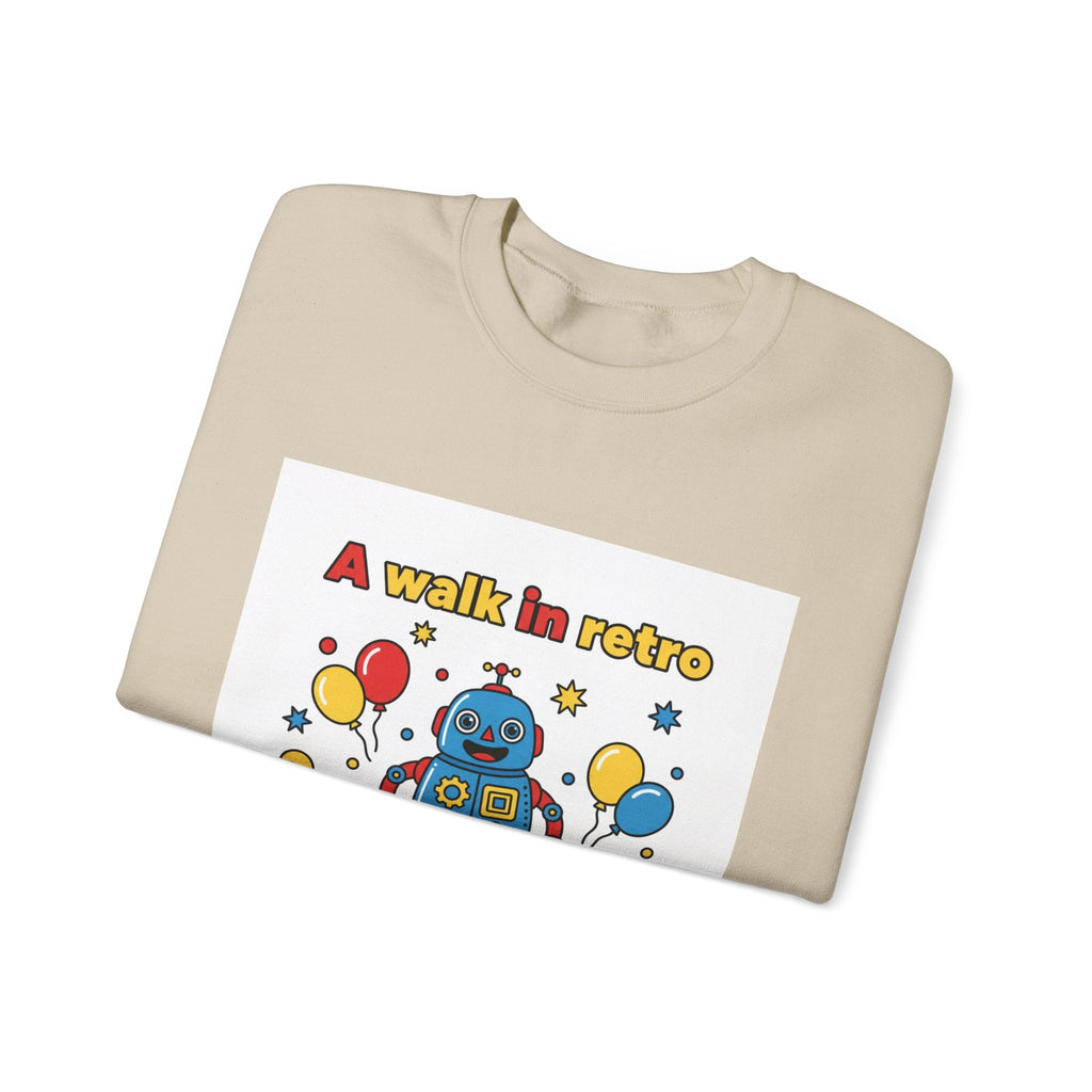 Retro Toy Robot Crewneck Sweatshirt | Throwback Kid, Primary Color Retro