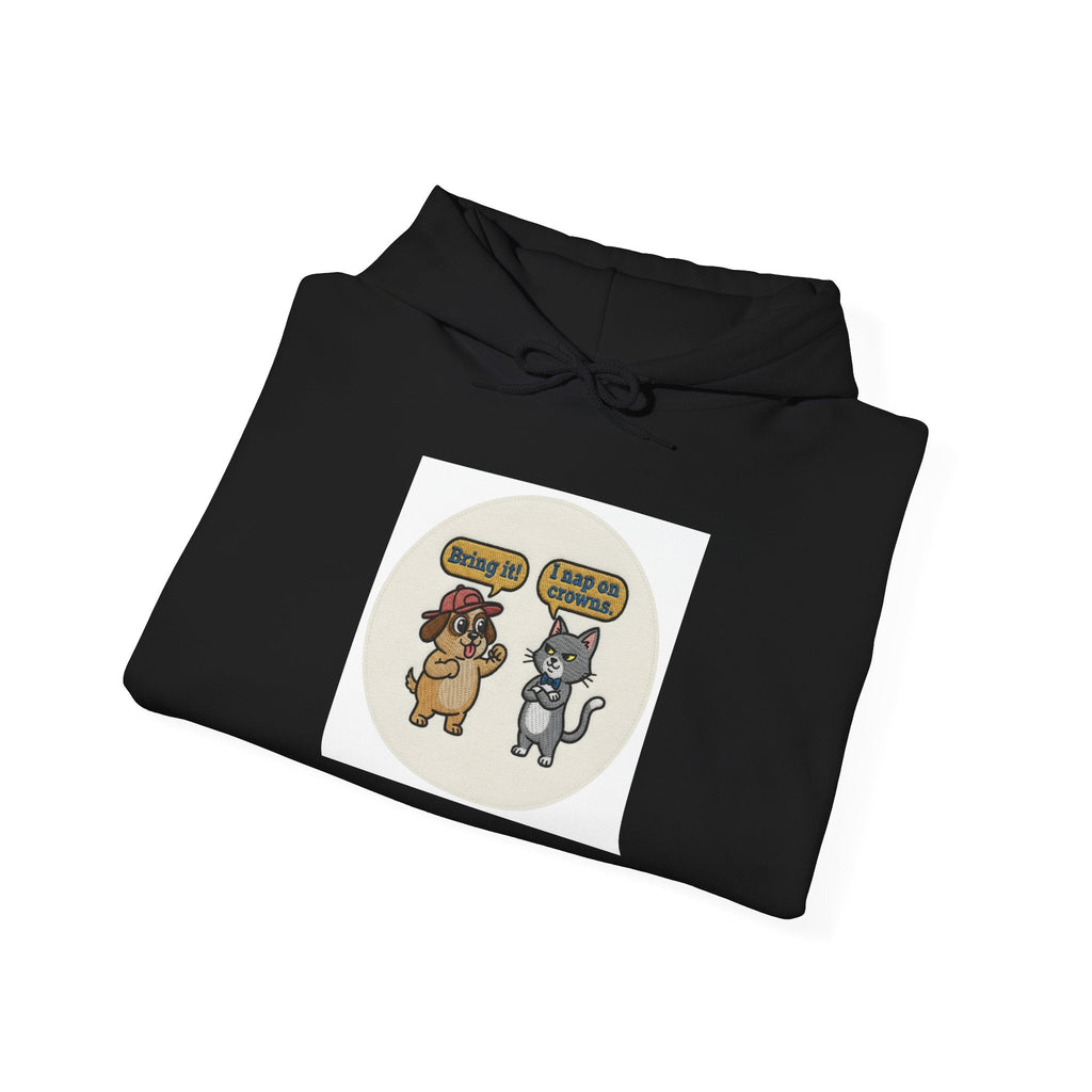 Funny Cat vs Dog Hoodie — Humorous Pet Rivalry Sweatshirt