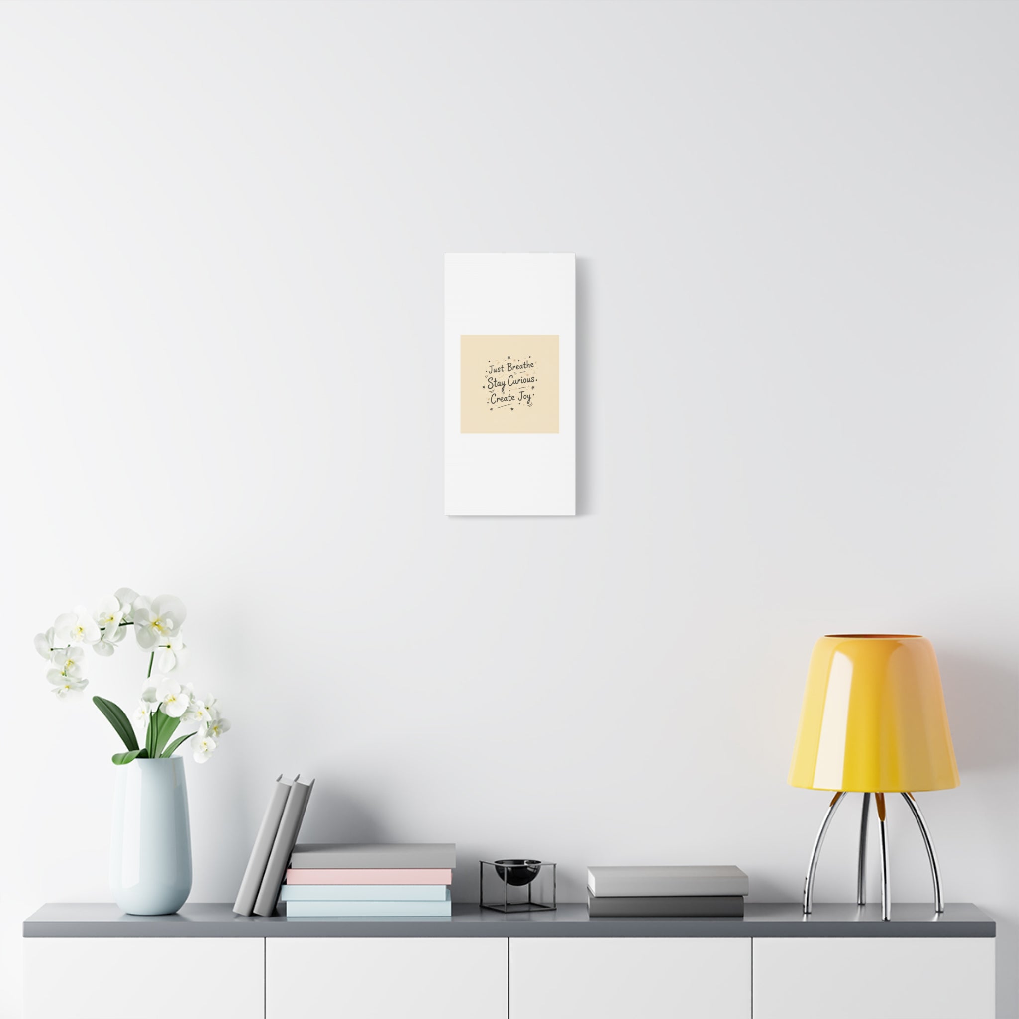 Just Breathe Stay Curious Create Joy Canvas | Messy Handwritten Typography, Doodle Text Art