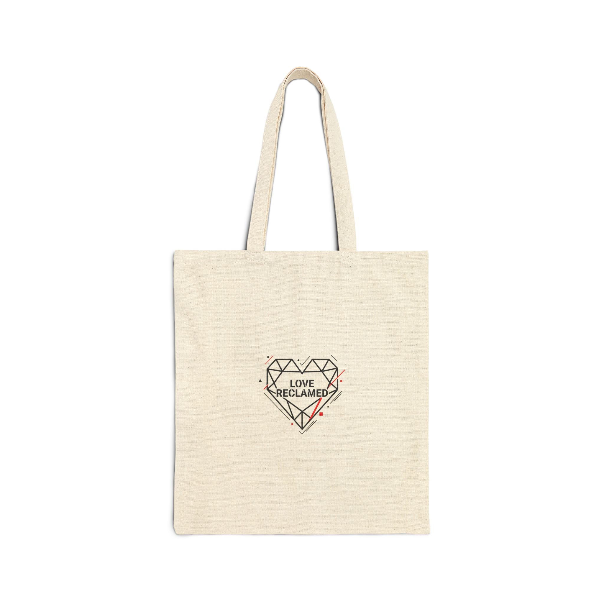 Geometric Chain Heart Tote | minimalist love icon, punk heart canvas