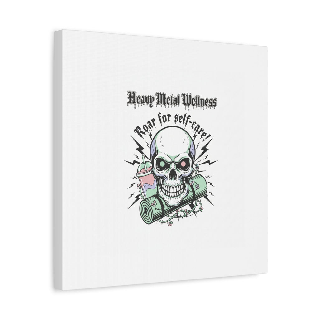 Roar for Self-Care Skull Canvas | heavy metal wellness, gothic wellness quote