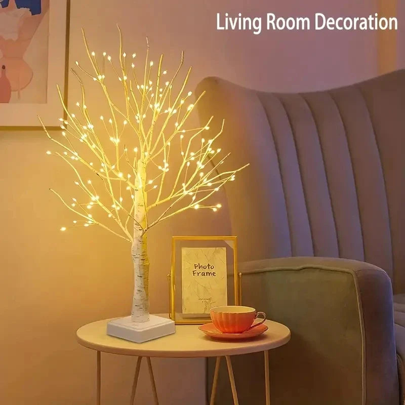 144 LED Birch Tree Light Warm White - USB & Battery Powered, 60 x 10 cm (23.6 x 3.9 in) Holiday Tabletop Decor for Christmas, Halloween, Easter - PhishStones Products