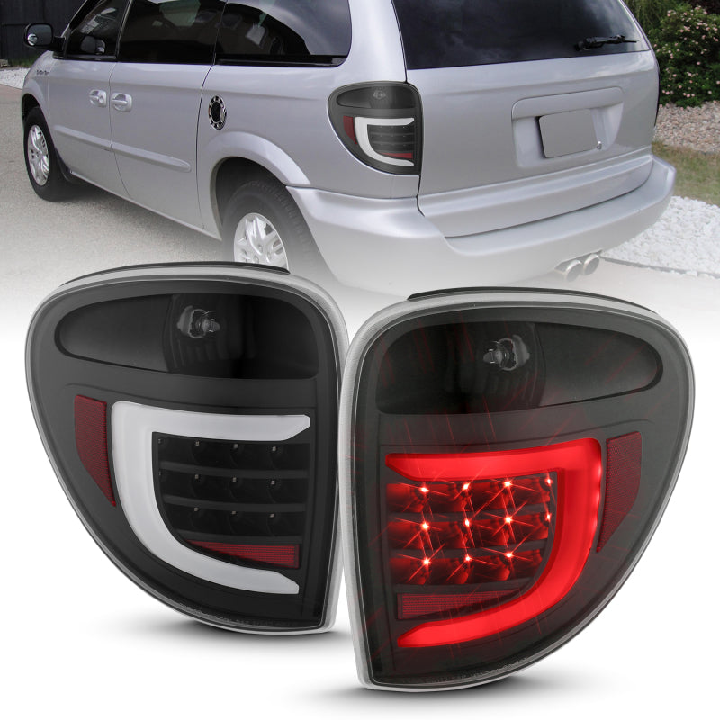 ANZO 2004-2007 Dodge  Grand Caravan LED Tail Lights w/ Light Bar Black Housing Clear Lens 311365