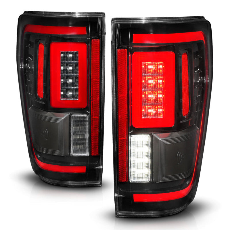 ANZO 21-23 Ford F-150 LED Taillights Seq. Signal w/BLIS Cover - Black (For Factory Halogen ONLY) 311475