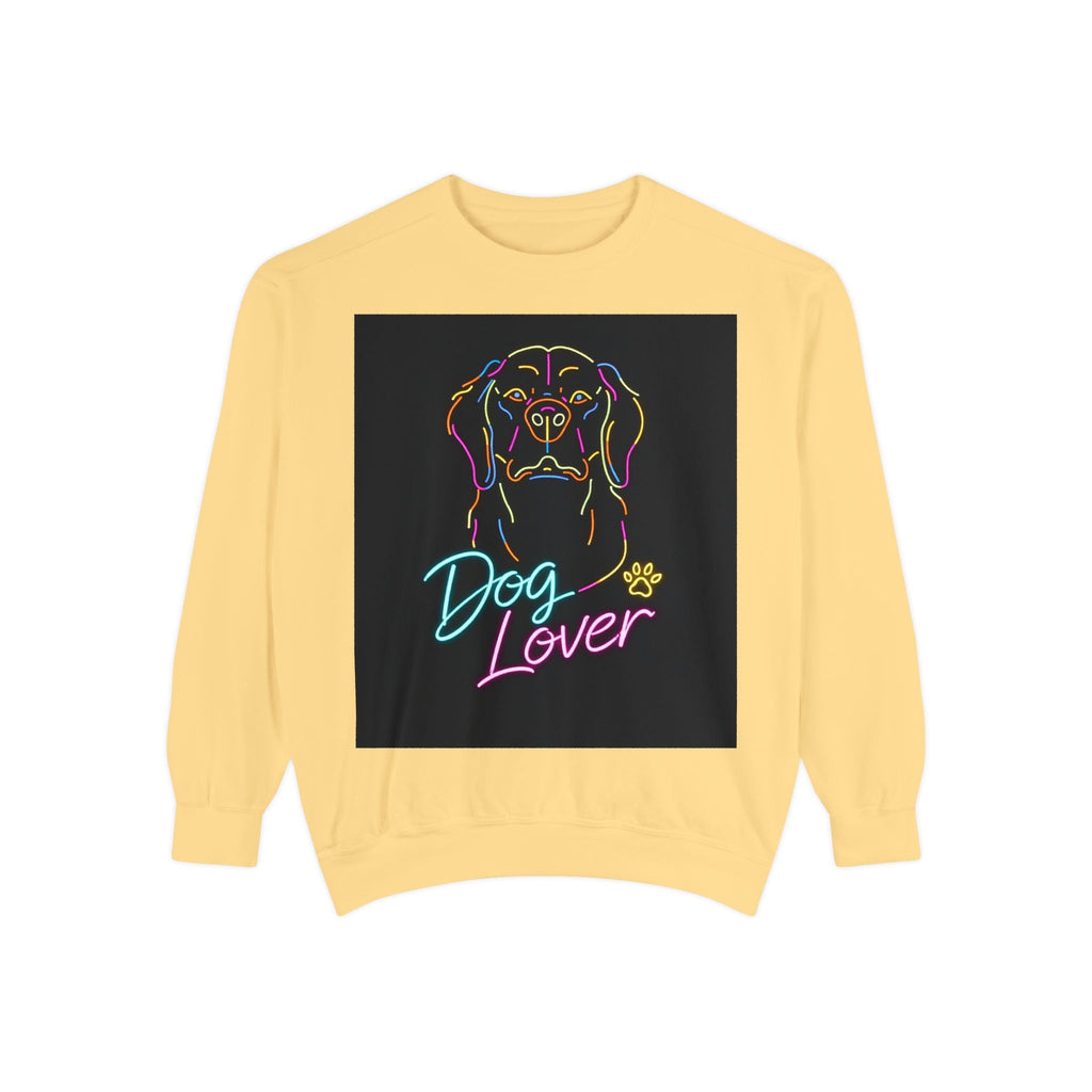 Dog Lover Sweatshirt — Neon Puppy Graphic Crewneck