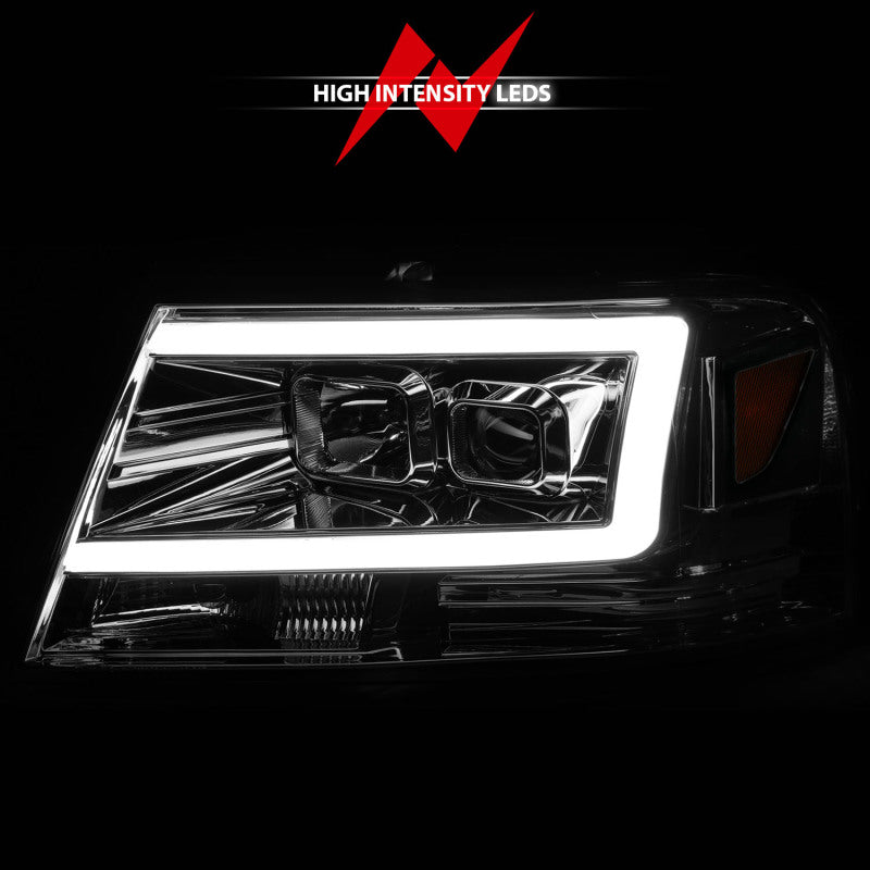 ANZO 2004-2008 Ford  F-150 Projector Headlights w/ Light Bar Chrome Housing 111542