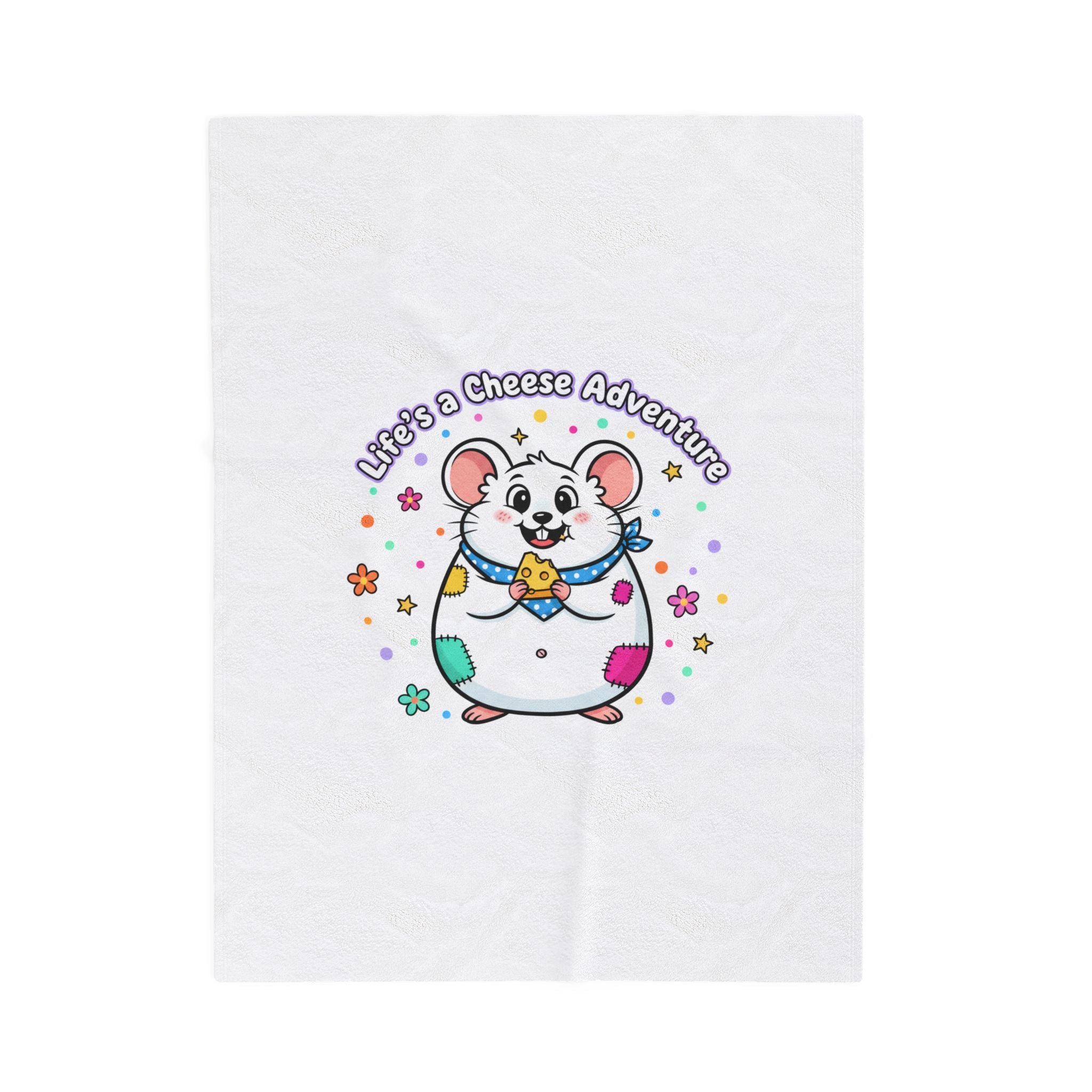 Life's a Cheese Adventure Velveteen Blanket | Rodent-Core, Cute Rat Art