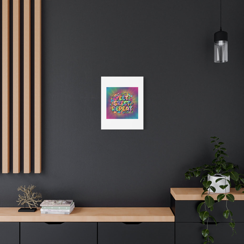 Yeet Skeet Repeat Canvas | Slogan & Glitch Graphic, Meme Phrase Wall Art