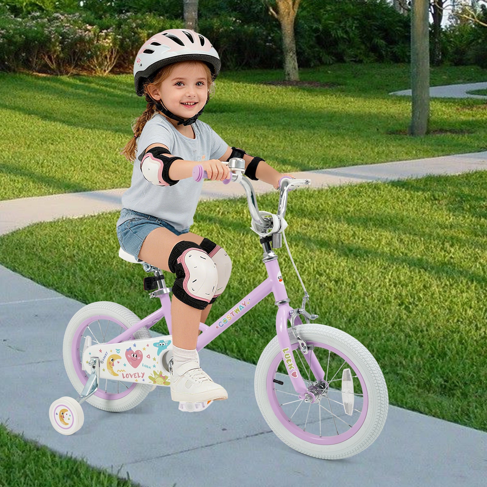 Kids Bike 12-18 Inch with Training Wheels - Purple