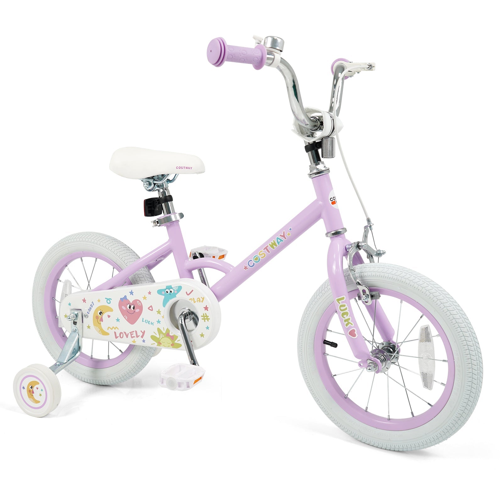 Kids Bike 12-18 Inch with Training Wheels - Purple