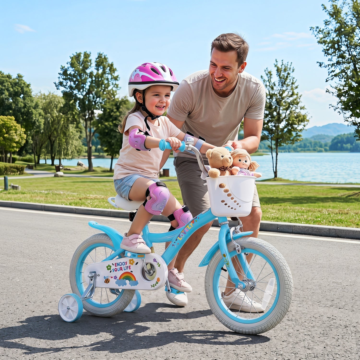 Girls Bike 12-18 Inch with Training Wheels and Basket