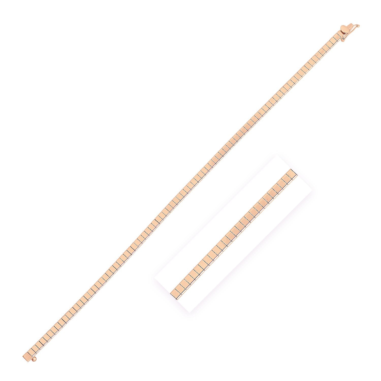 14k Rose Gold Brick Omega Bracelet - PhishStones Products