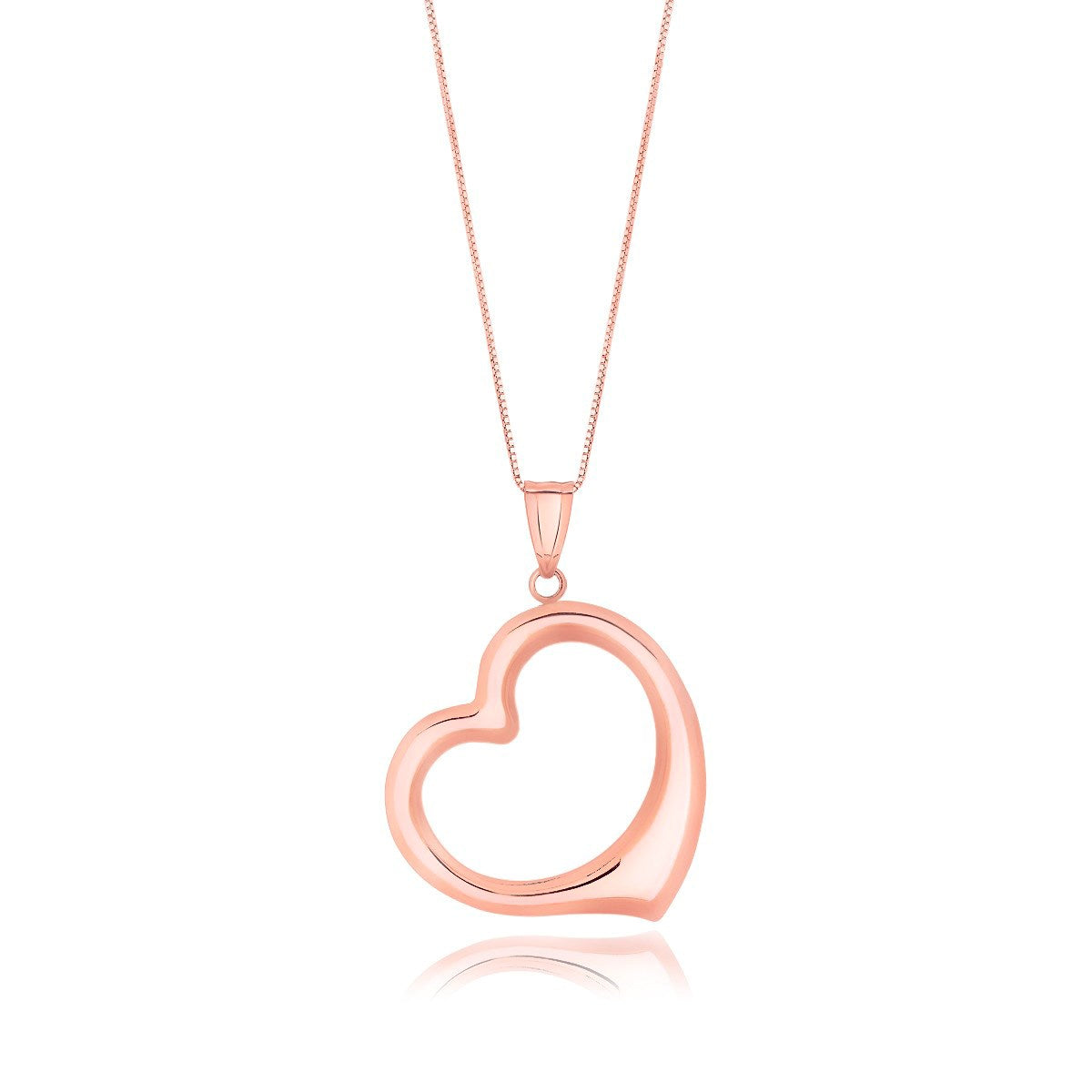 14k Rose Gold Floating Heart Drop Pendant - PhishStones Products