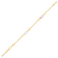 14k Tri - Color Gold Anklet with Multi Color Heart Stations - PhishStones Products
