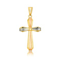 14k Tri Color Gold Cross Motif Pendant with Textured Finish - PhishStones Products