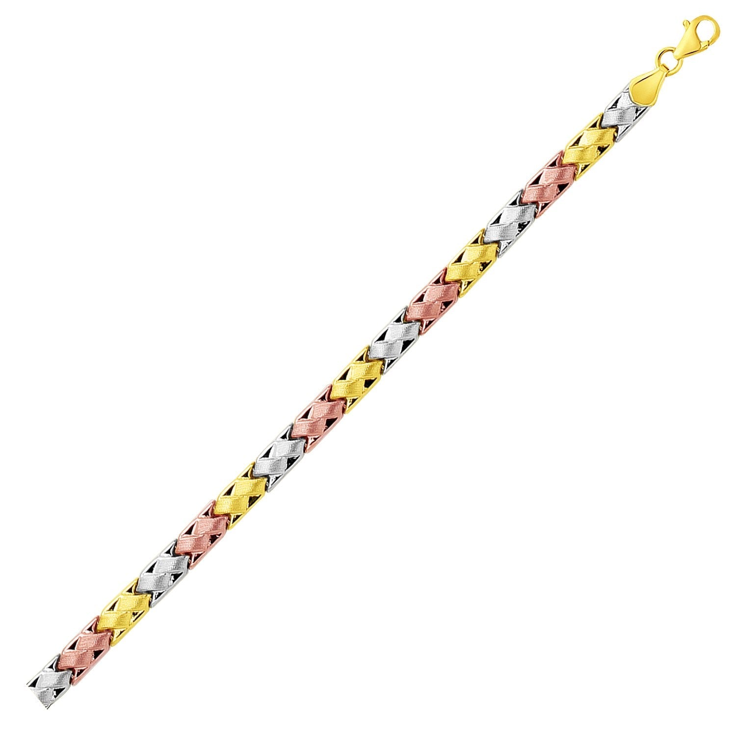 14k Tri - Color Gold Weave Design Bracelet - PhishStones Products