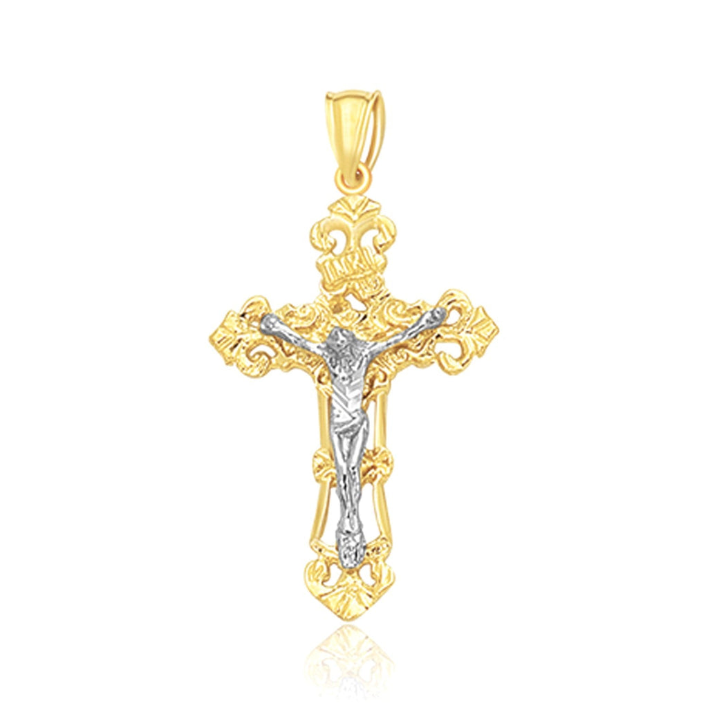 14k Two Tone Gold Cross Pendant - PhishStones Products