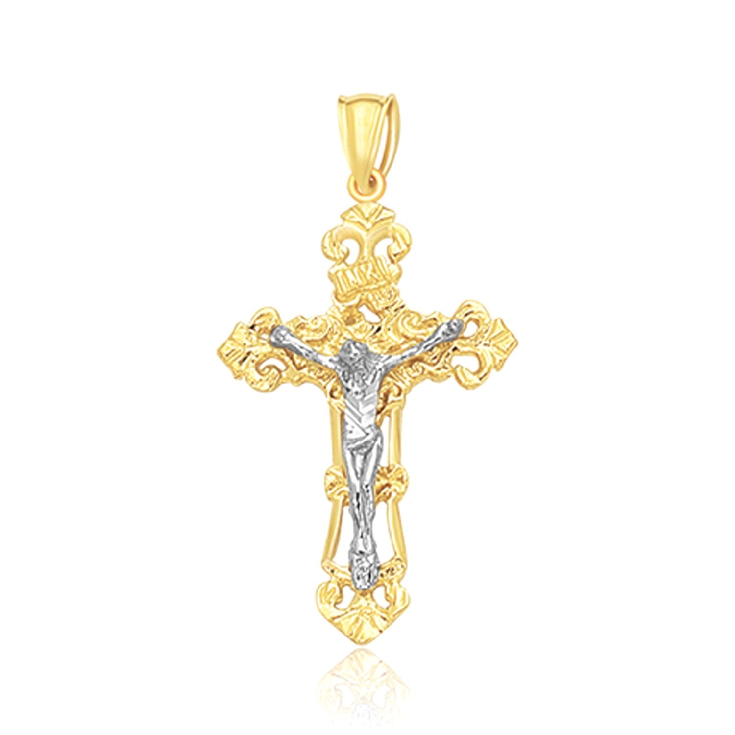 14k Two Tone Gold Cross Pendant - PhishStones Products