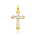 14k Two Tone Gold Diamond Cut Cross Pendant - PhishStones Products