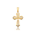 14k Two - Tone Gold Fancy Cross Pendant with Diamond Cuts - PhishStones Products