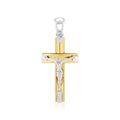 14k Two Tone Gold High Polish Diamond Cut Cross Pendant - PhishStones Products