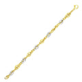 14k Two - Tone Gold Interlaced Smooth and Textured Link Bracelet - PhishStones Products