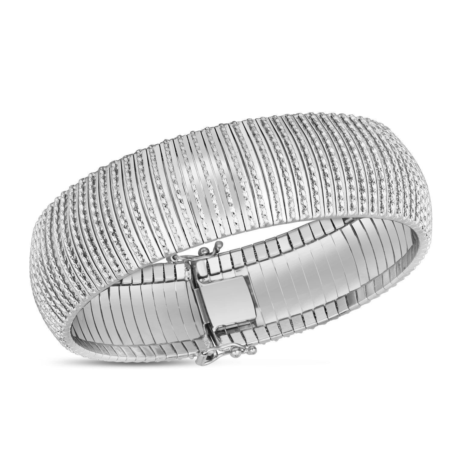 14k White Gold Bold Diamante Flex Bracelet - PhishStones Products