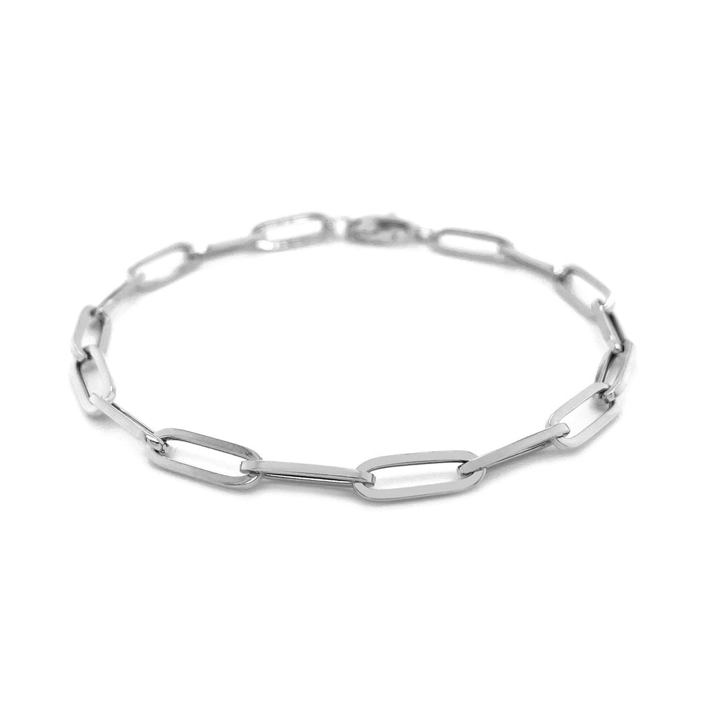 14K White Gold Bold Paperclip Chain Bracelet - PhishStones Products