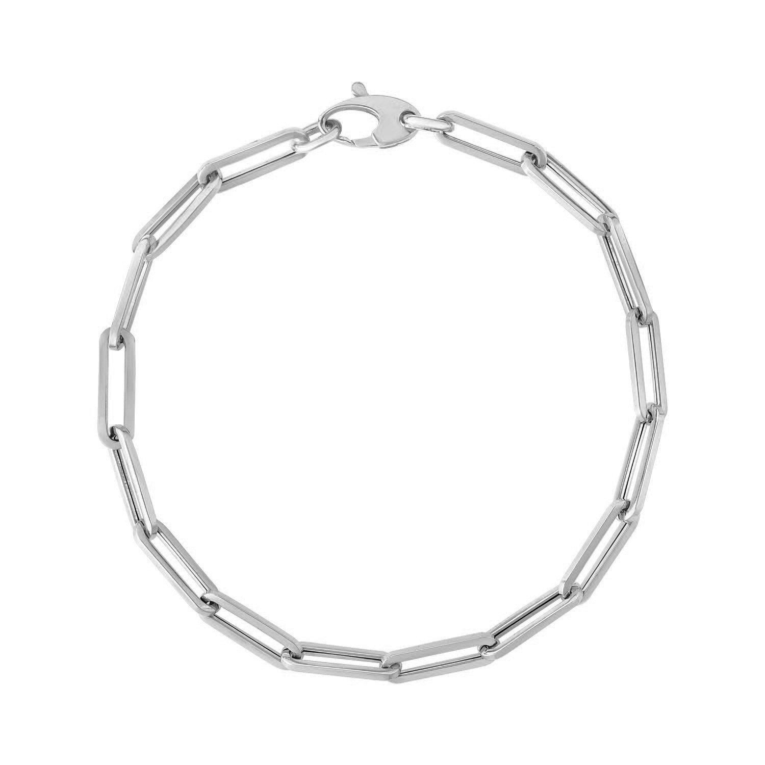 14K White Gold Bold Paperclip Chain Bracelet - PhishStones Products