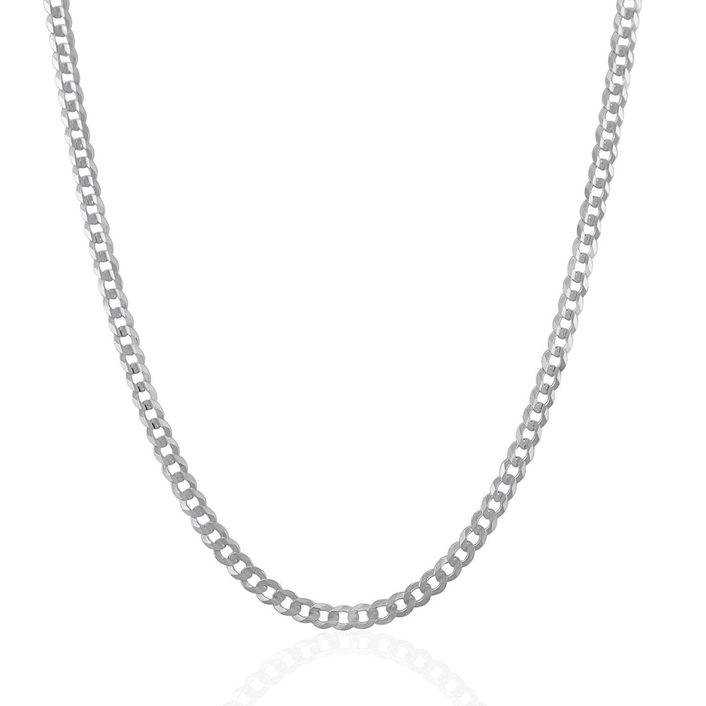 14k White Gold Solid Curb Chain (3.60 mm) - PhishStones Products