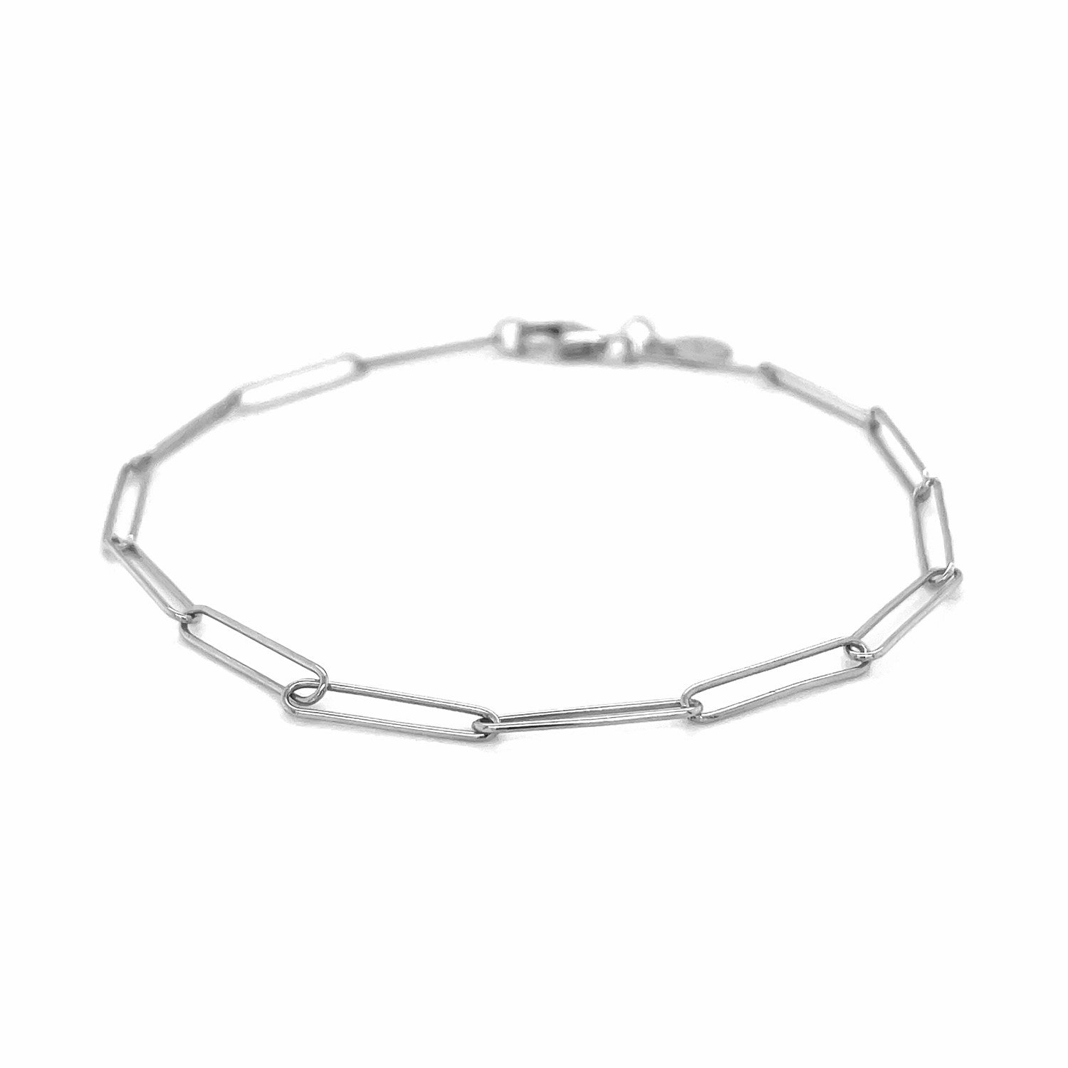 14k White Gold Wire Paperclip Bracelet (2.7mm) - PhishStones Products