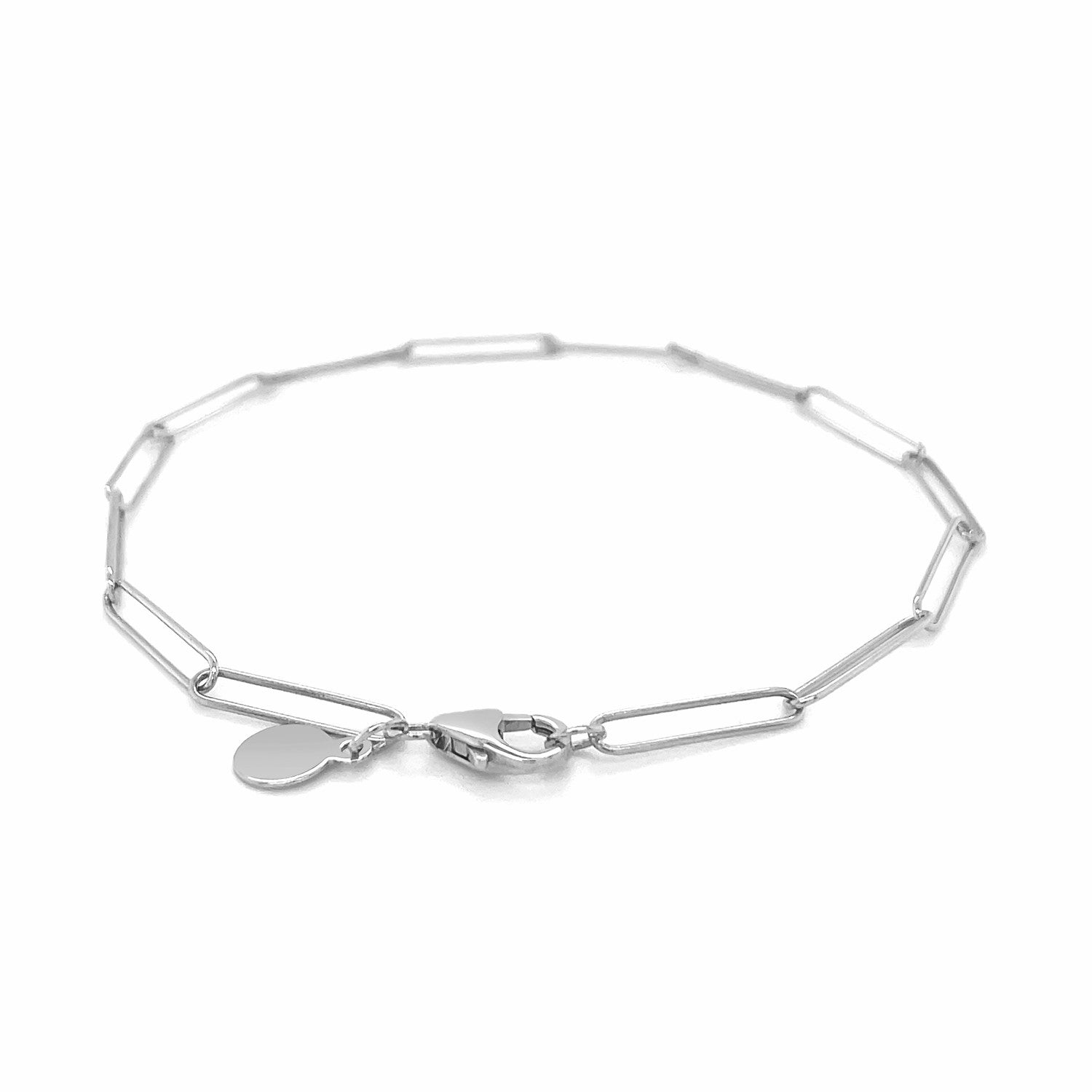 14k White Gold Wire Paperclip Bracelet (2.7mm) - PhishStones Products