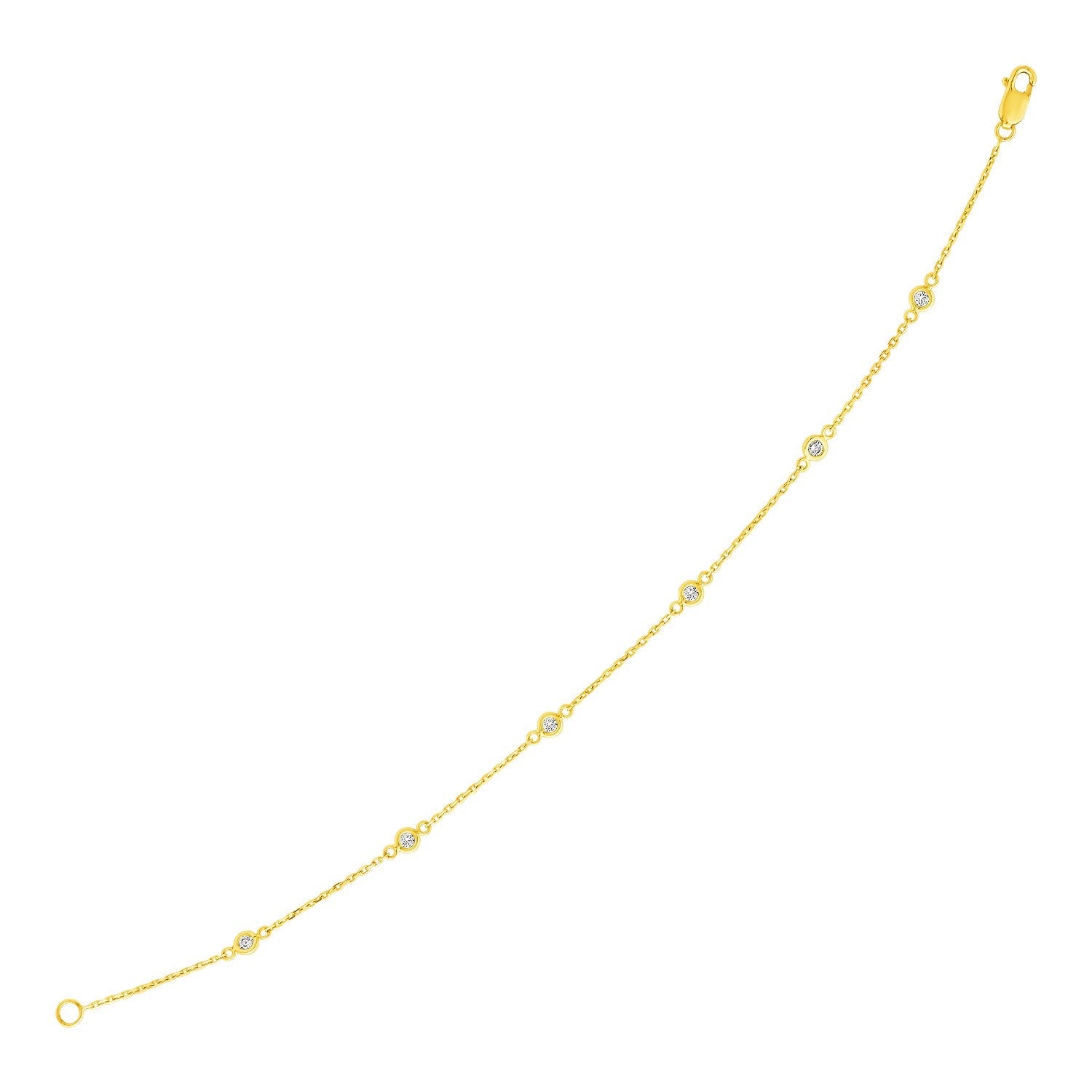 14k Yellow Gold 7 inch Bracelet with Diamond Stations - PhishStones Products