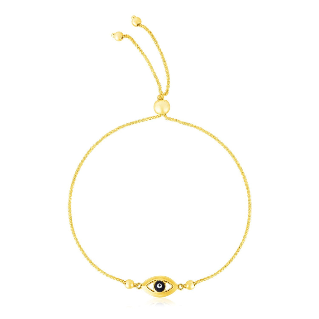 14k Yellow Gold Adjustable Evil Eye Bracelet - PhishStones Products