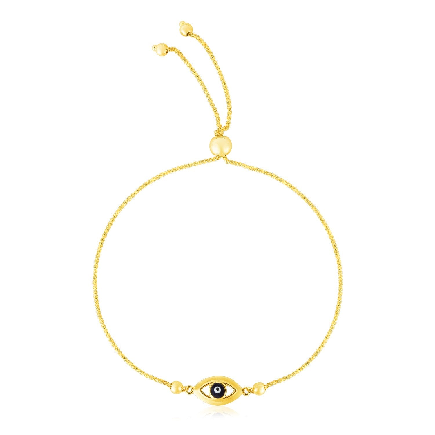 14k Yellow Gold Adjustable Evil Eye Bracelet - PhishStones Products