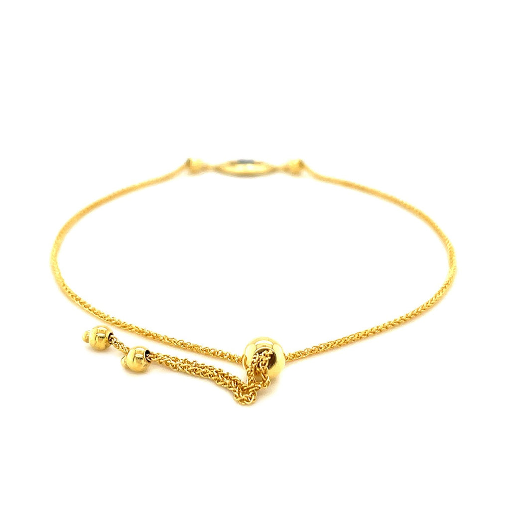 14k Yellow Gold Adjustable Evil Eye Bracelet - PhishStones Products
