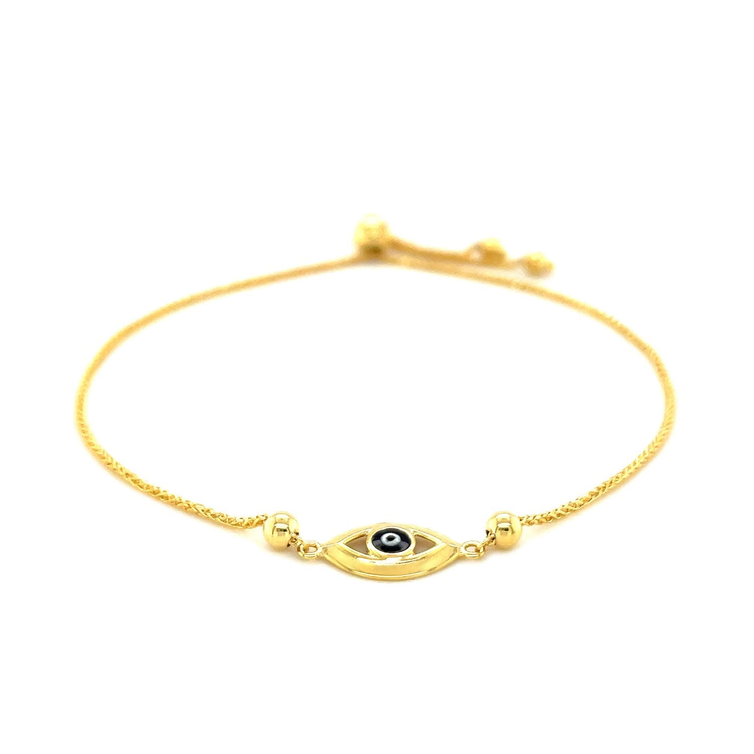 14k Yellow Gold Adjustable Evil Eye Bracelet - PhishStones Products