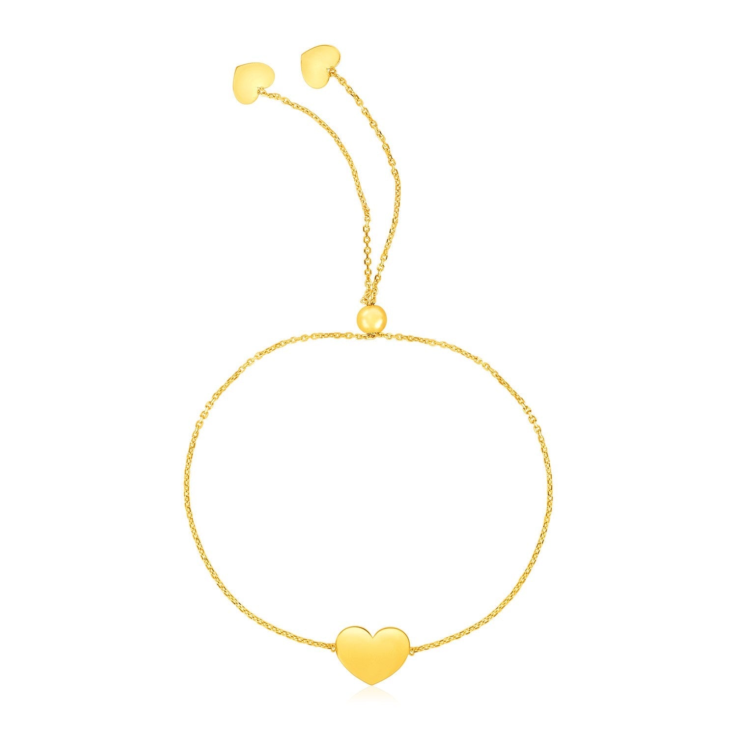 14k Yellow Gold Adjustable Heart Bracelet - PhishStones Products
