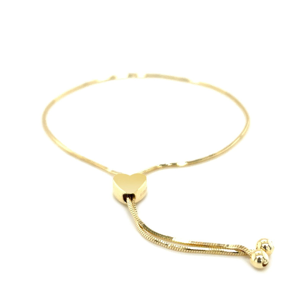 14k Yellow Gold Adjustable Lariat Style Heart Motif Bracelet - PhishStones Products