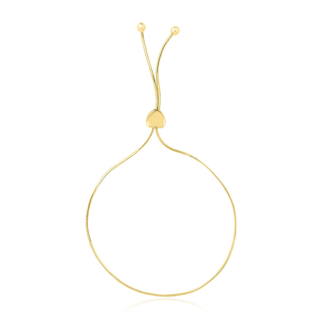 14k Yellow Gold Adjustable Lariat Style Heart Motif Bracelet - PhishStones Products