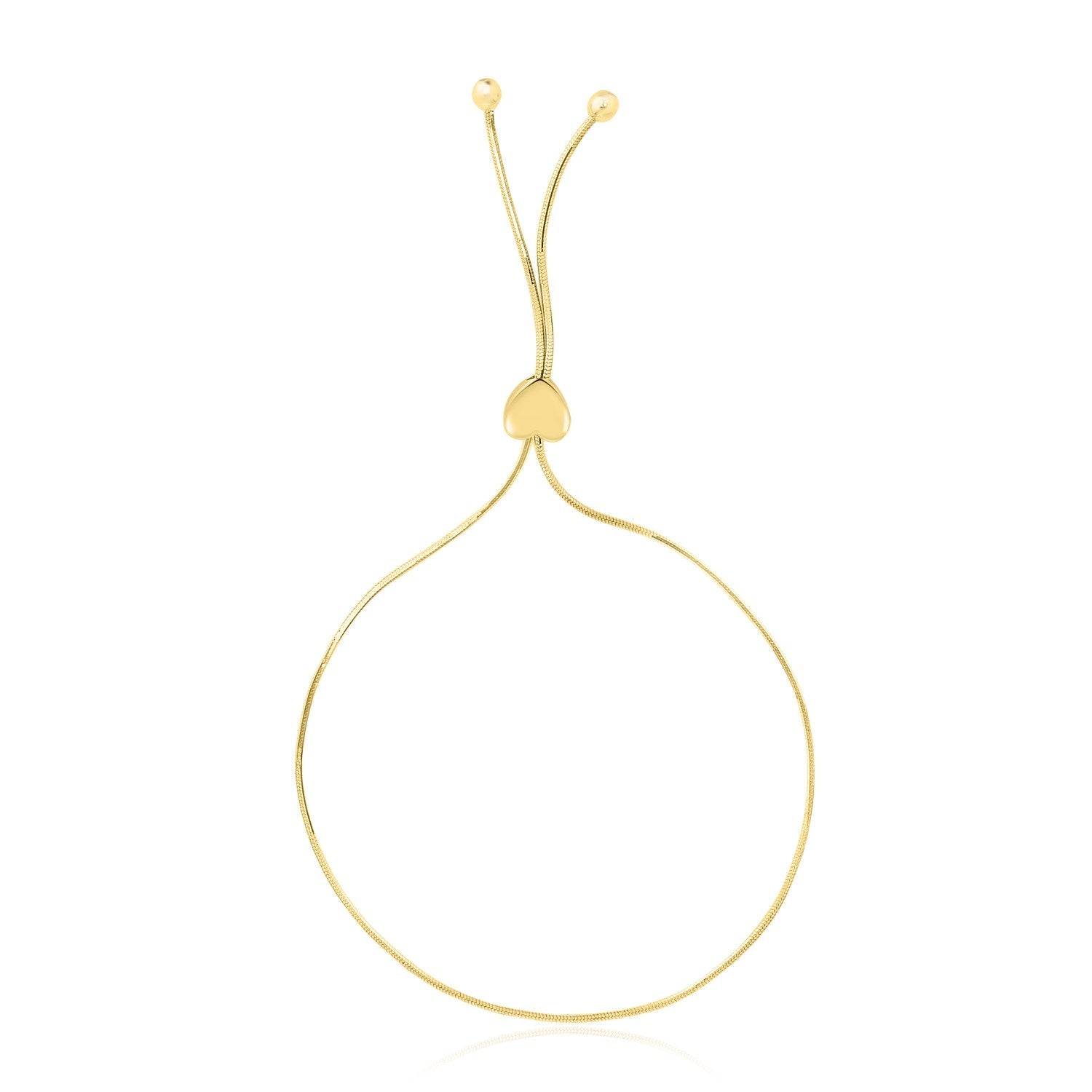 14k Yellow Gold Adjustable Lariat Style Heart Motif Bracelet - PhishStones Products