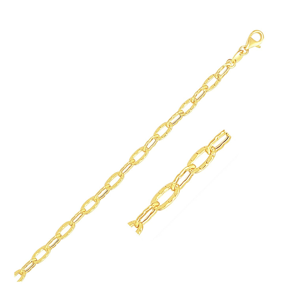 14k Yellow Gold Anklet with Flat Hammered Oval Links - PhishStones Products