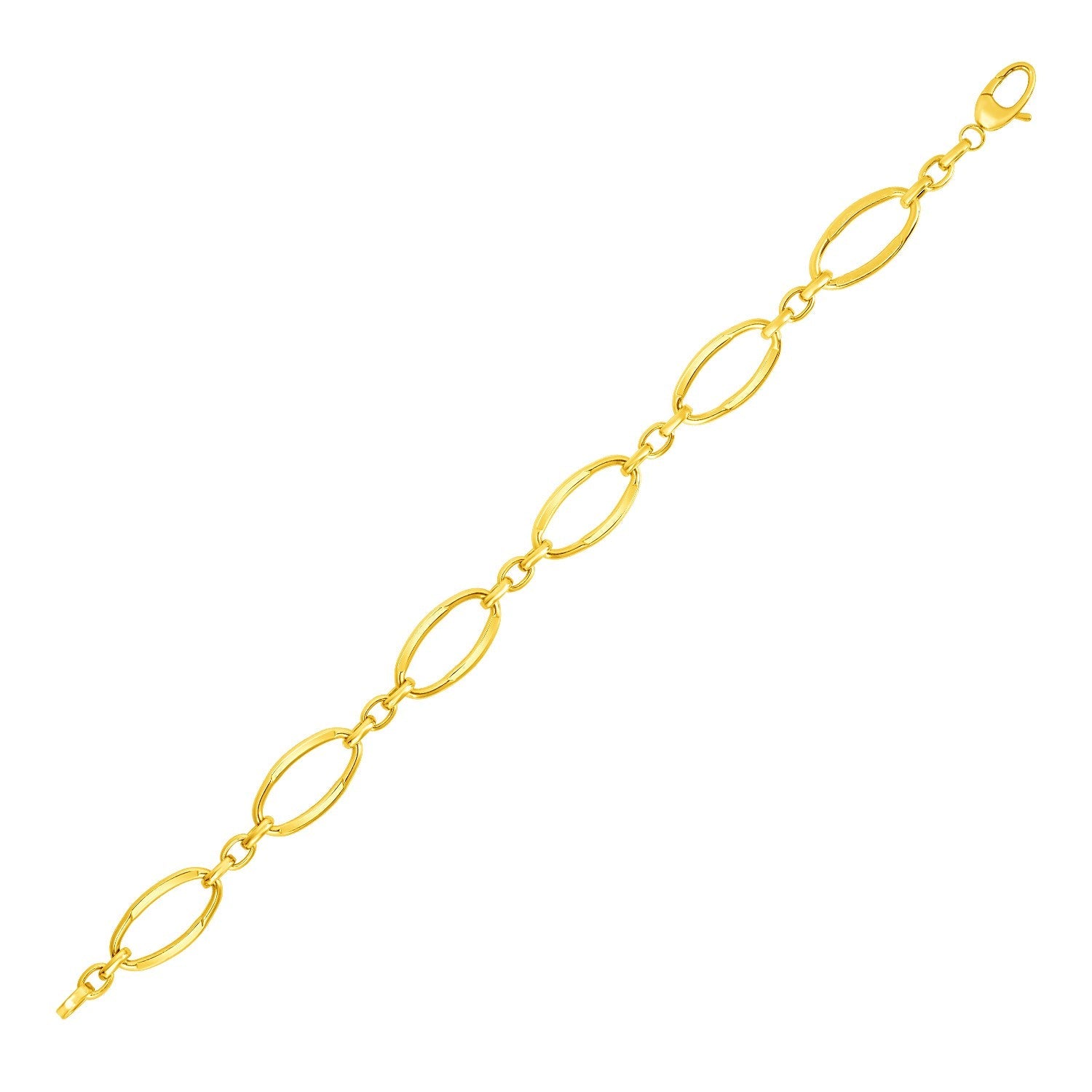 14k Yellow Gold Bracelet with Polished Oval Links - PhishStones Products