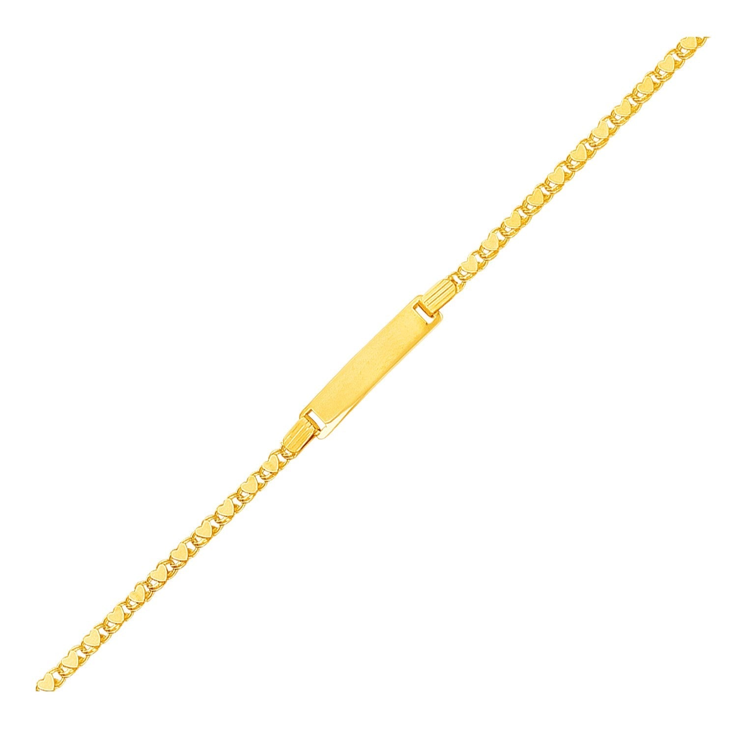 14k Yellow Gold Childrens Heart Link ID Bracelet - PhishStones Products