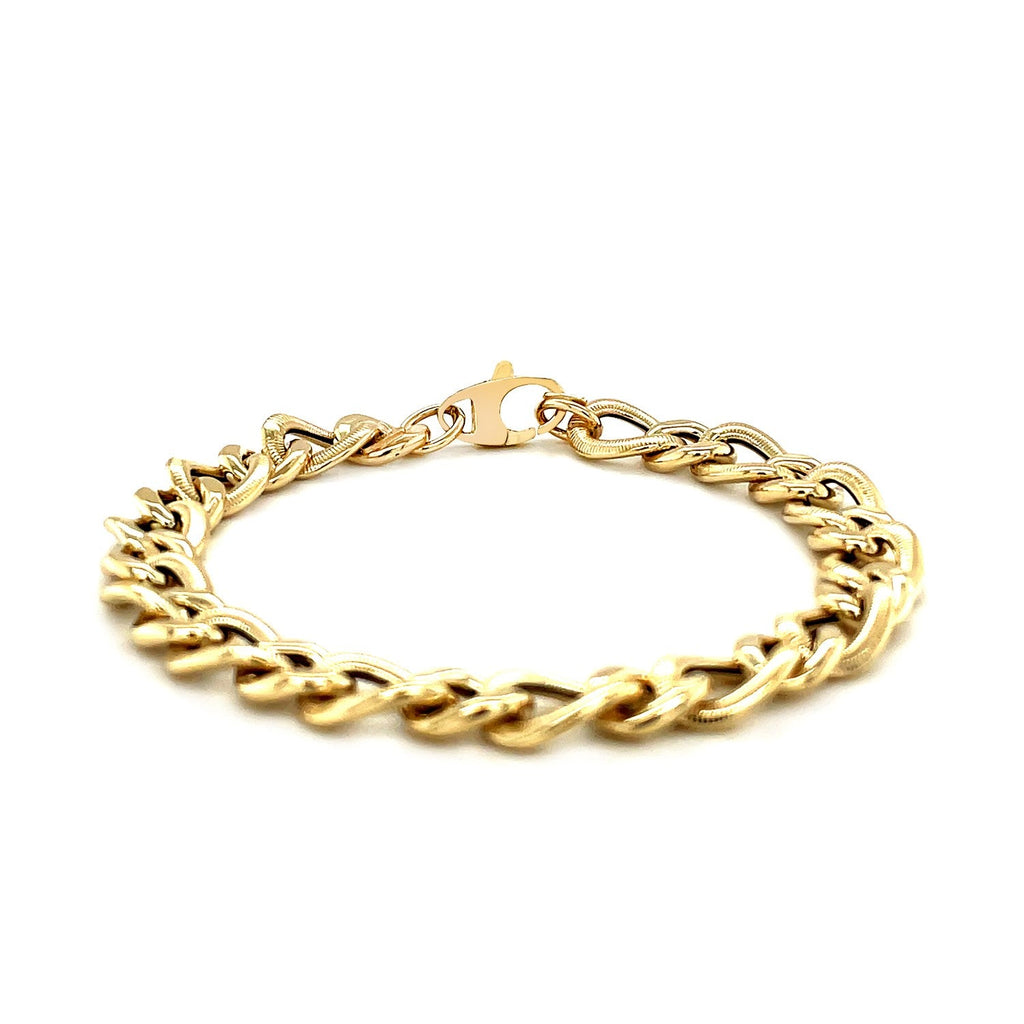 14k Yellow Gold Curb Chain Design with Diamond Cuts Bracelet - PhishStones Products