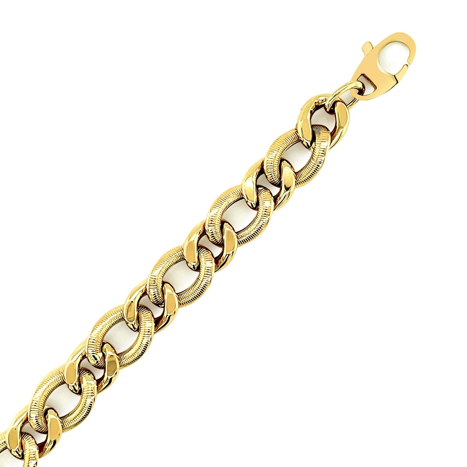 14k Yellow Gold Curb Chain Design with Diamond Cuts Bracelet - PhishStones Products