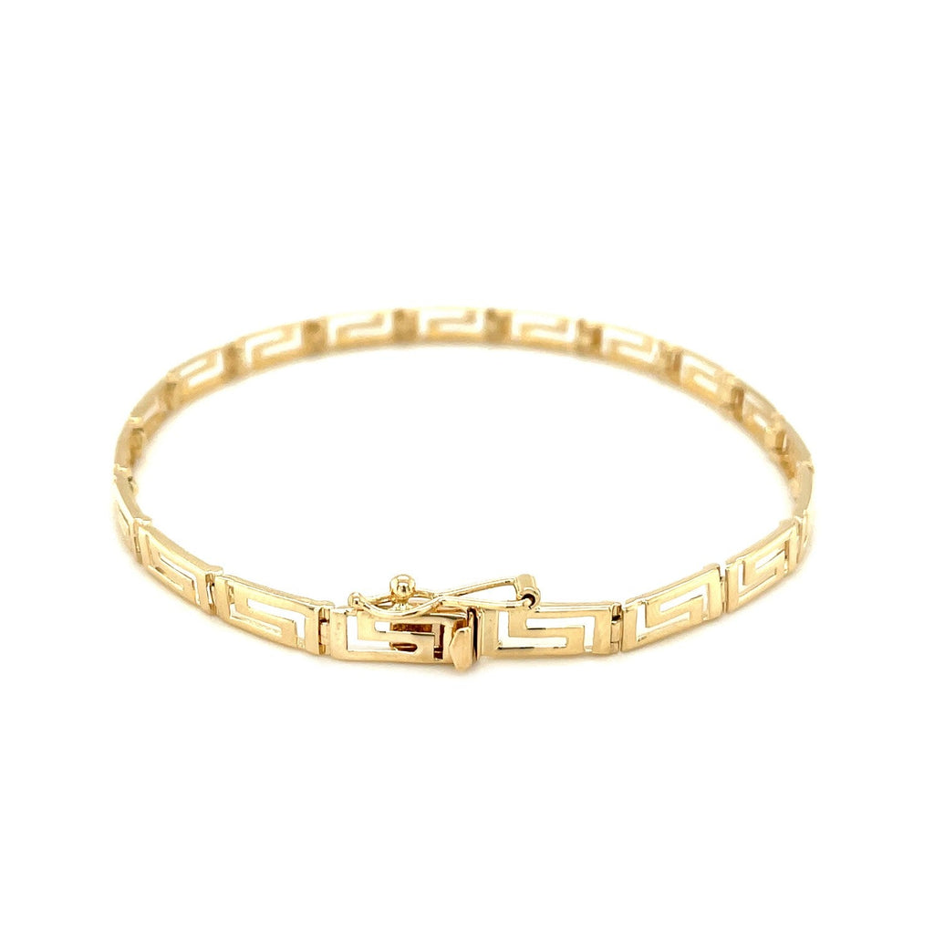 14k Yellow Gold Greek Fret Design Fancy Bracelet - PhishStones Products