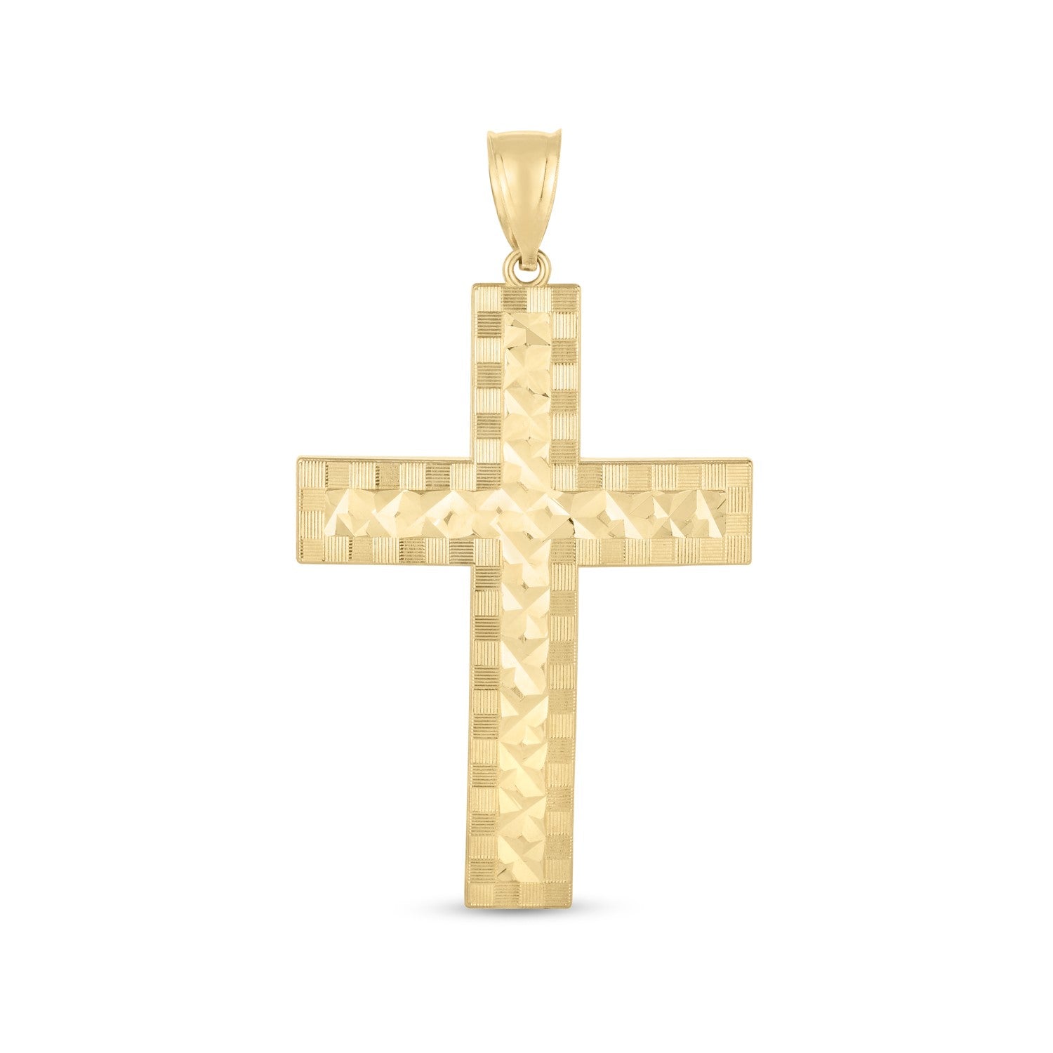 14k Yellow Gold High Polish Diamond Cut Cross Pendant - PhishStones Products